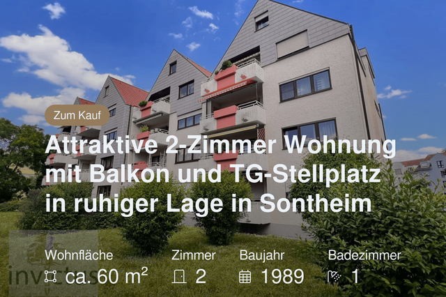 Neu im Angebot: Attraktive 2-Zimmer Wohnung mit Balkon und TG-Stellplatz in ruhiger Lage in Sontheim