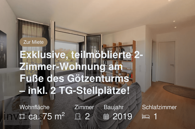 Nicht mehr verfügbar: Exklusive, teilmöblierte 2-Zimmer-Wohnung am Fuße des Götzenturms – inkl. 2 TG-Stellplätze!