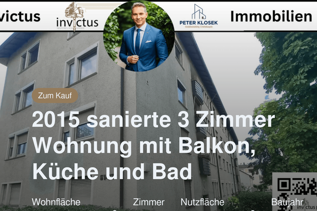 Neu im Angebot: 2015 sanierte 3 Zimmer Wohnung mit Balkon, Küche und  Bad