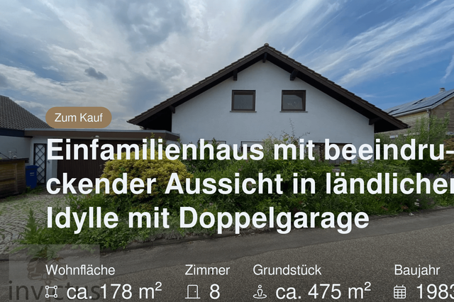 Neu im Angebot: Einfamilienhaus mit beeindruckender Aussicht in ländlicher Idylle mit Doppelgarage