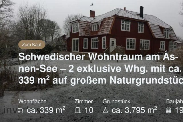 Neu im Angebot: Schwedischer Wohntraum am Åsnen-See – 2 exklusive Whg. mit ca. 339 m² auf großem Naturgrundstück!