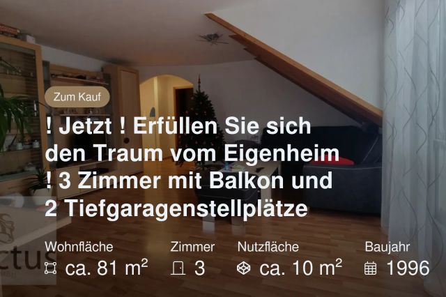 Neu im Angebot: ! Jetzt ! Erfüllen Sie sich den Traum vom Eigenheim ! 3 Zimmer mit Balkon und 2 Tiefgaragenstellplätze