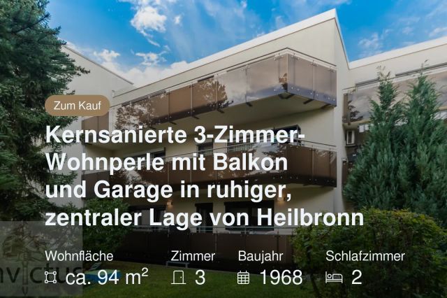 Neu im Angebot: Kernsanierte 3-Zimmer-Wohnperle mit Balkon und Garage in ruhiger, zentraler Lage von Heilbronn