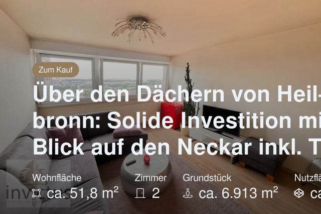 Neu im Angebot: Über den Dächern von Heilbronn: Solide Investition mit Blick auf den Neckar inkl. TG.