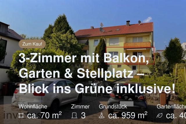 Neu im Angebot: 3-Zimmer mit Balkon, Garten & Stellplatz – Blick ins Grüne inklusive!