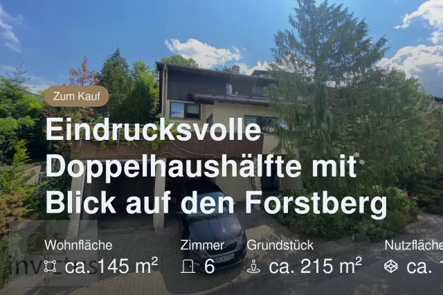 Nicht mehr verfügbar: Eindrucksvolle Doppelhaushälfte mit Blick auf den Forstberg