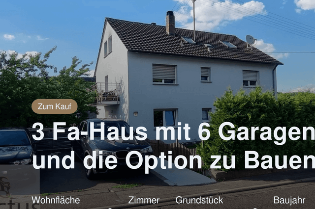 Nicht mehr verfügbar: 3 Fa-Haus mit 6 Garagen und die Option zu Bauen