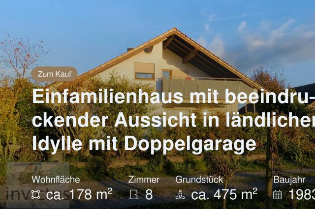 Neu im Angebot: Einfamilienhaus mit beeindruckender Aussicht in ländlicher Idylle mit Doppelgarage