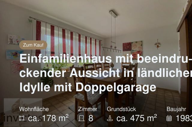 Neu im Angebot: Einfamilienhaus mit beeindruckender Aussicht in ländlicher Idylle mit Doppelgarage