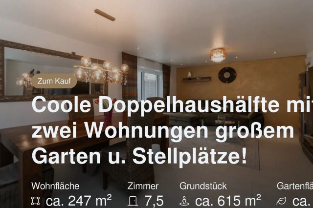 Neu im Angebot: Coole Doppelhaushälfte mit zwei Wohnungen großem Garten u. Stellplätze!