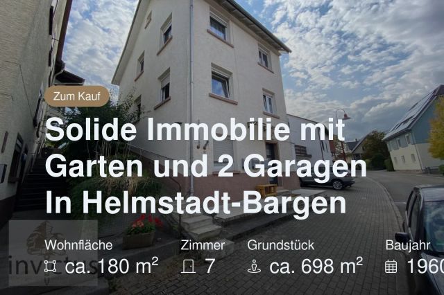 Neu im Angebot: Solide Immobilie mit Garten und 2 Garagen In Helmstadt-Bargen