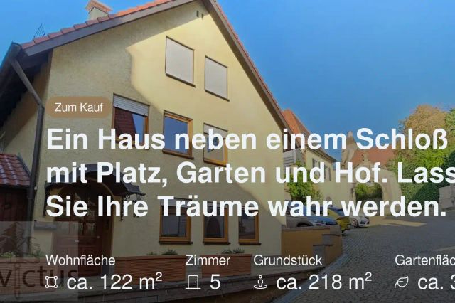 Neu im Angebot: Ein Haus neben einem Schloß mit Platz, Garten und Hof. Lassen Sie Ihre Träume wahr werden.