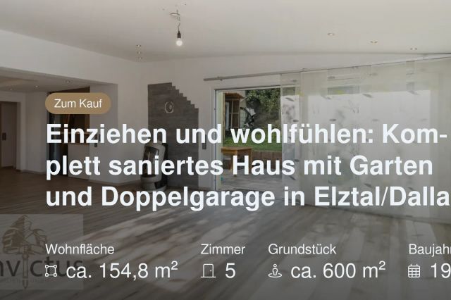 Nicht mehr verfügbar: Einziehen und wohlfühlen: Komplett saniertes Haus mit Garten und Doppelgarage in Elztal/Dallau